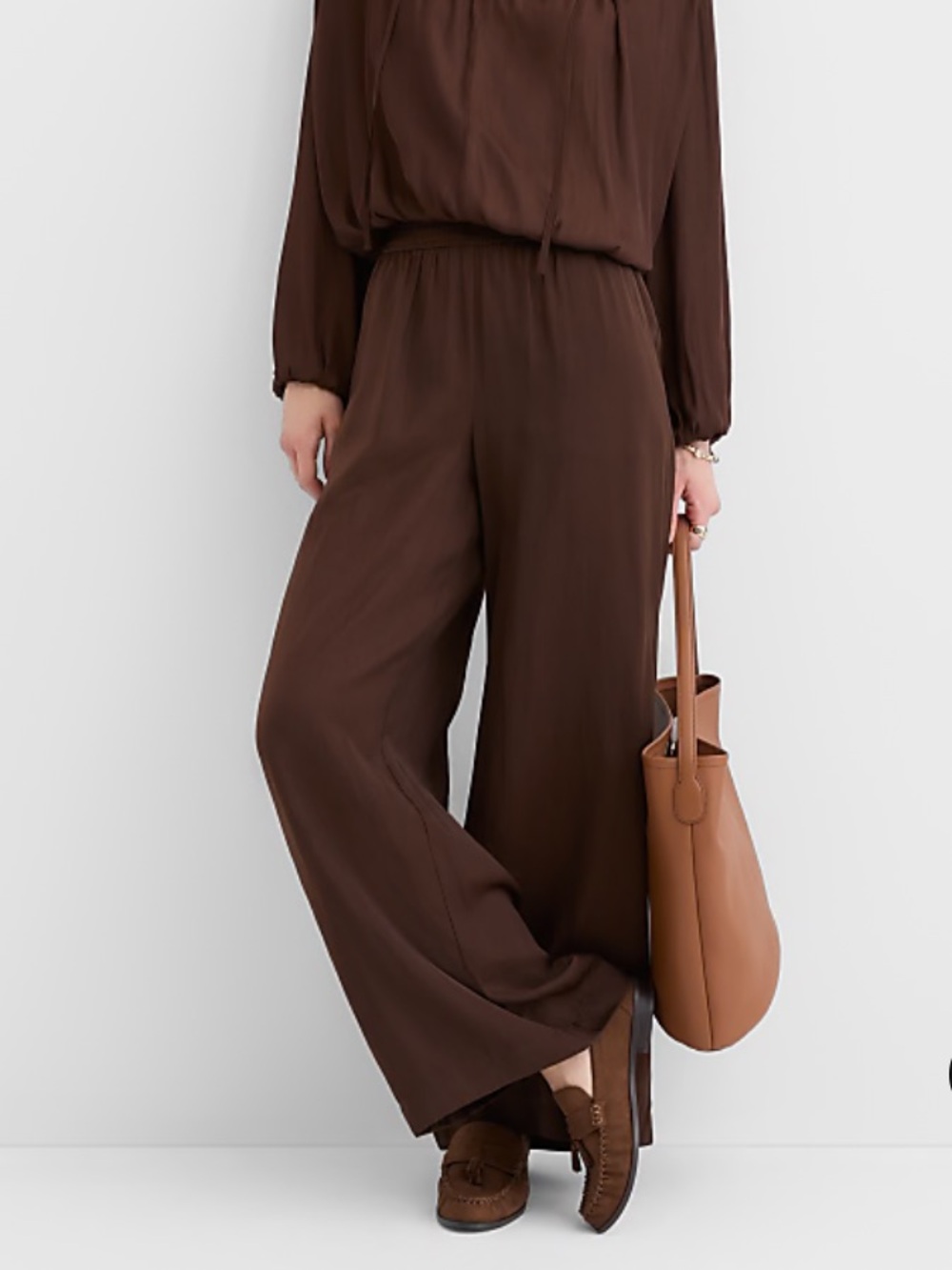 Pull On Wide-Leg Elastic Waist Pants